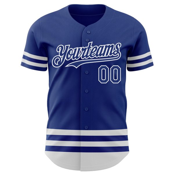 Custom Royal White Line Authentic Baseball Jersey - Image 2