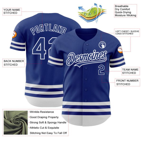 Custom Royal White Line Authentic Baseball Jersey - Image 3