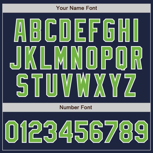 Custom Navy Neon Green-White Authentic Baseball Jersey - Image 5